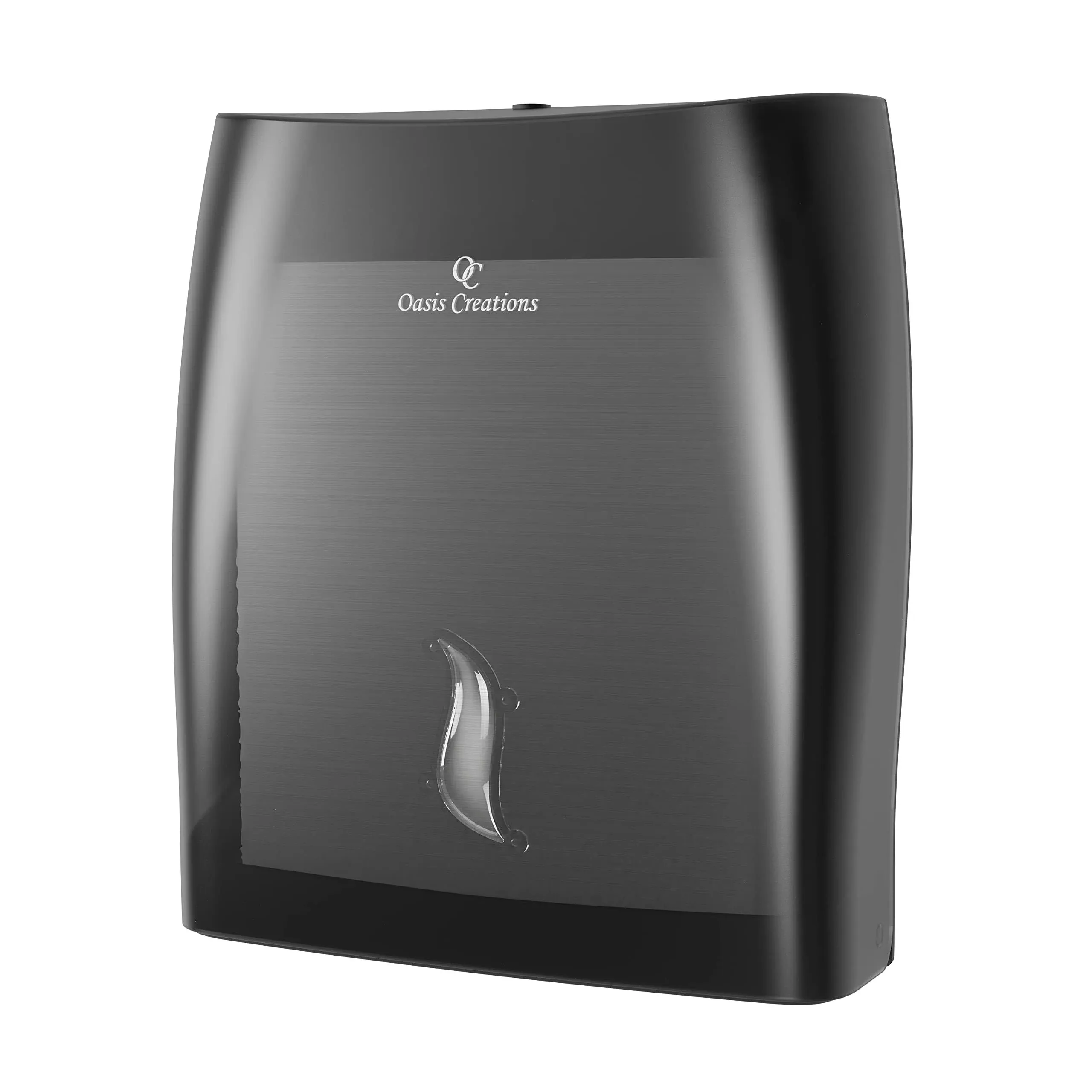 Touchless Paper Towel Dispenser by Oasis Creations - Wall Mount - Holds 500 Multifold Paper Towels - Black Smoke - Case of 10 DISPENSERS