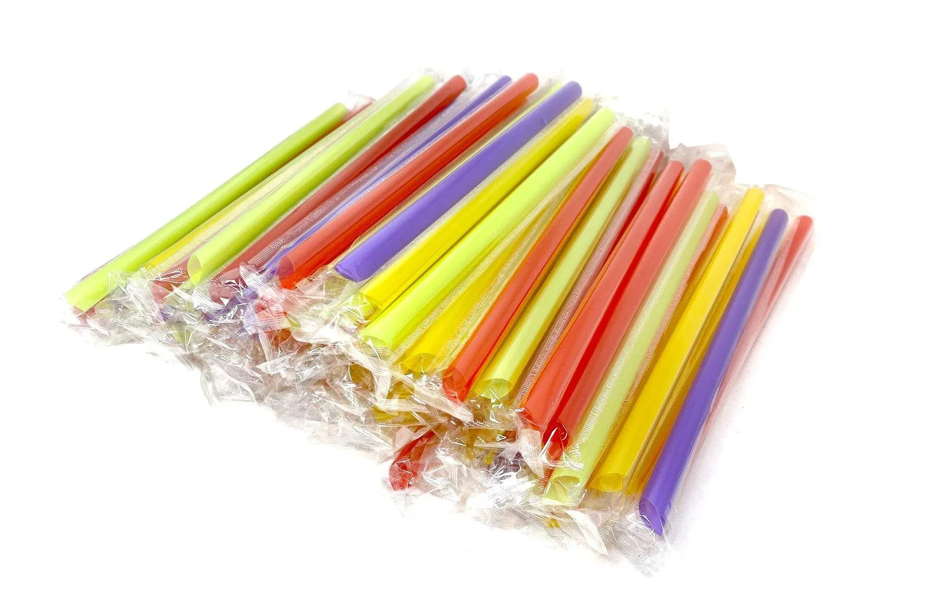 Assorted Bright Colors Jumbo Smoothie Straws Pack Of 100 Pieces