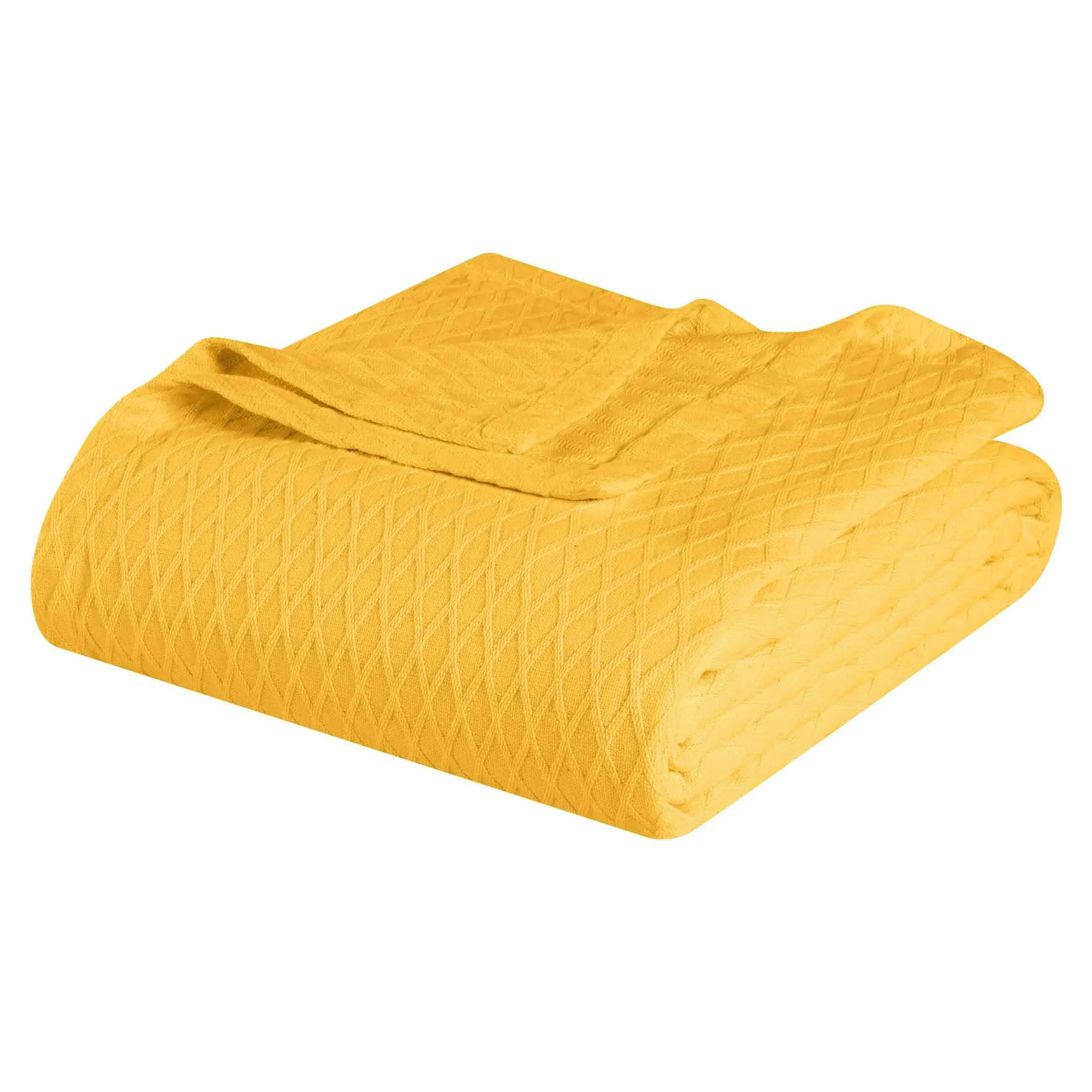 Superior Diamond All-Season Cotton Blanket, Twin, Yellow