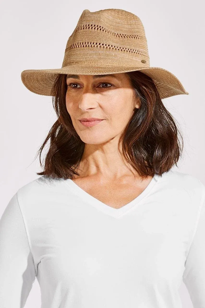 Coolibar Women's Nikki Crochet Fedora UPF 50+ Tan / Os