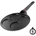 Pancake Pan Maker Nonstick Induction Compatible, 10.5 Inch Mini Non Stick Silver Dollar Grill Blini Griddle Crepe Pan,7 Molds Cake Egg Cooker Skillet for Kids Gifts