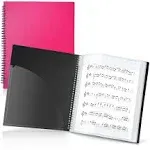 CRANBURY Sheet Music Folder 8.5x11 - Dual Use Music Holder (Pink), Store inside 24 Protective Sleeves or Write on Exposed Pages Outside Sleeves, 8.5 x 11 Spiral Notebook Binder Organizer, Lay Flat