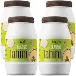 Roots Circle All-Natural Sesame Tahini Paste | 100% Pure Rich & Creamy Ground Sesame Seed Paste for Hummus, Tahini Sauce, Dressing & Dips | Vegan, Kosher | Non-GMO, Gluten & Peanut-Free - 4 Pack