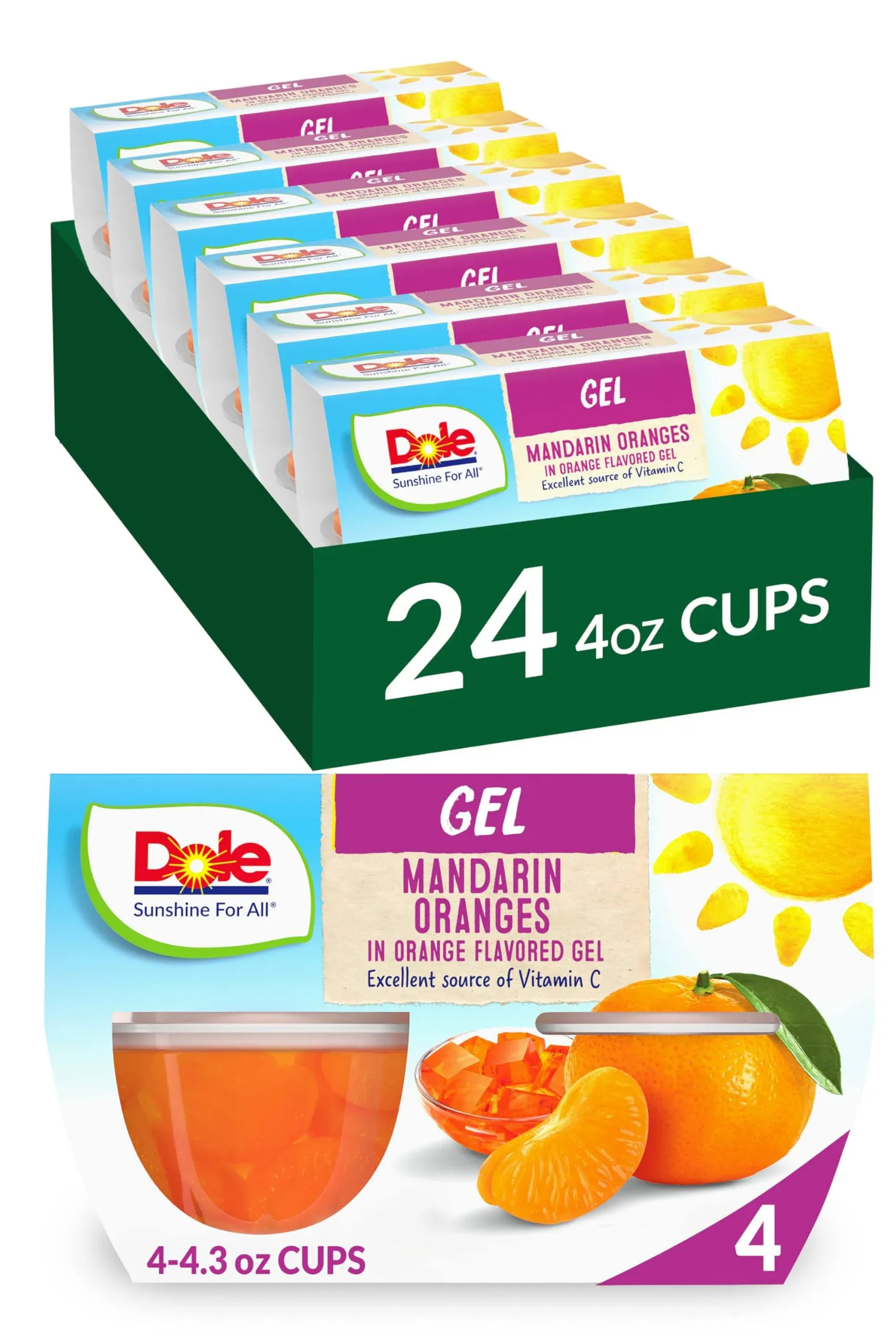 Fruit Bowls Mandarins Orange Flavored Gel Snacks 4.3oz 24 Total Cups Gluten Free