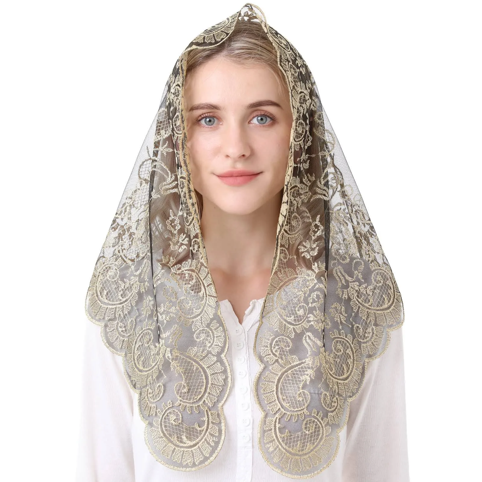 catholic mass chapel veil lace head covering women church veil middle size