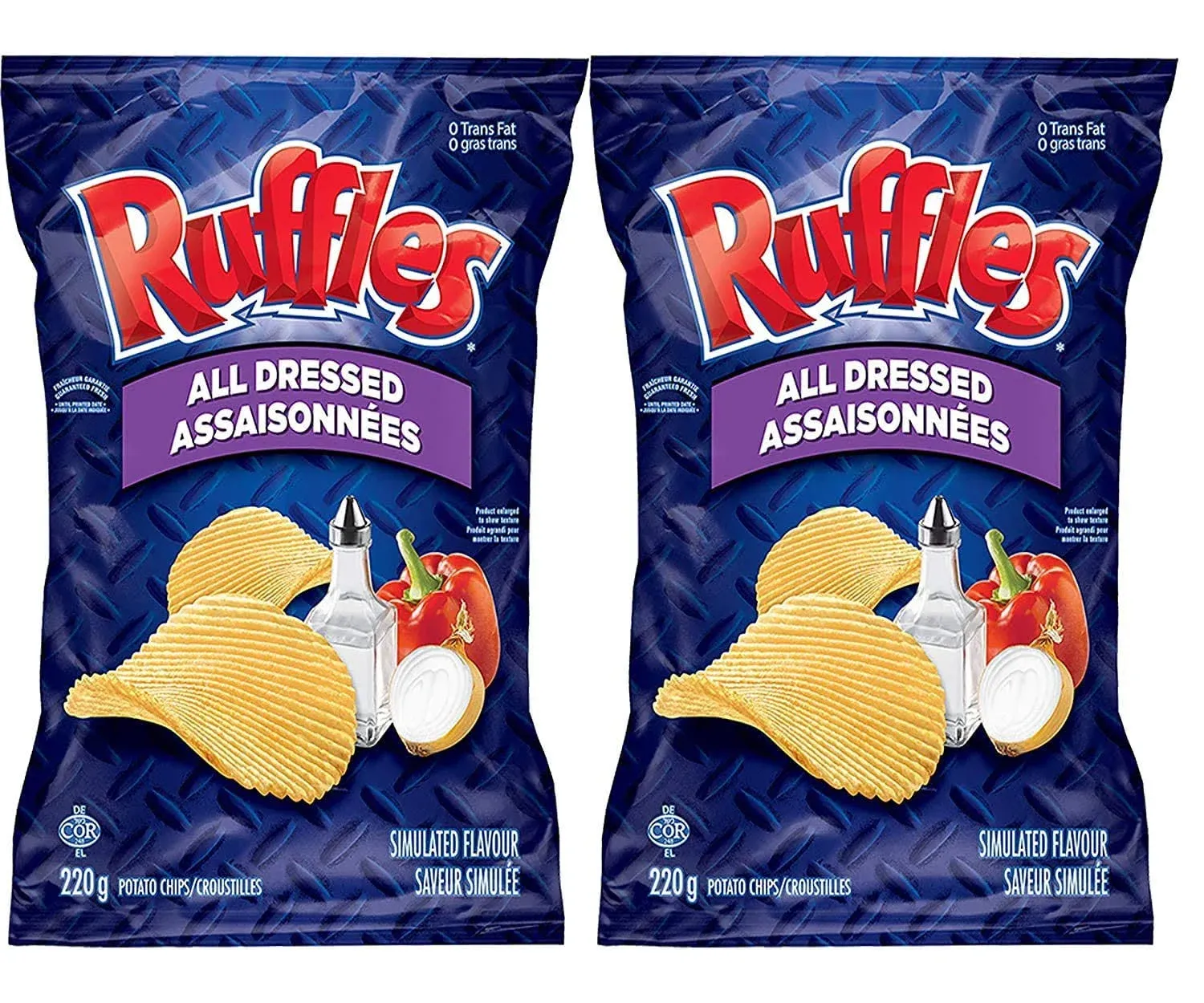 Ruffles All Dressed Potato Chips 200g 2 BAGS