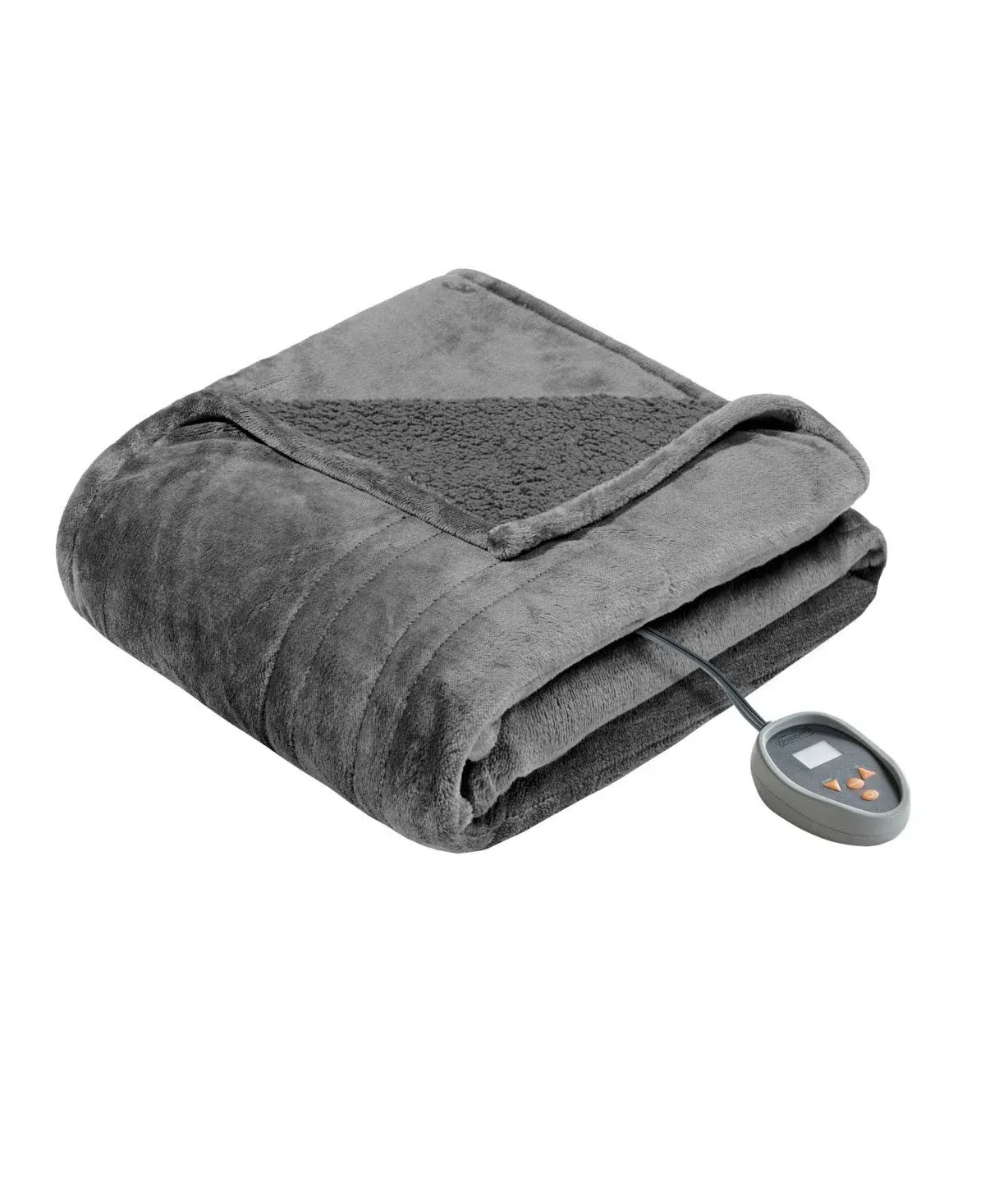 Beautyrest - Heated Microlight to Berber Blanket - Grey - Twin