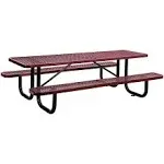 Global Industrial Expanded Steel Picnic Table, Rectangular, 96 x 62 x 29.5, Gray Top, Gray Base/Legs