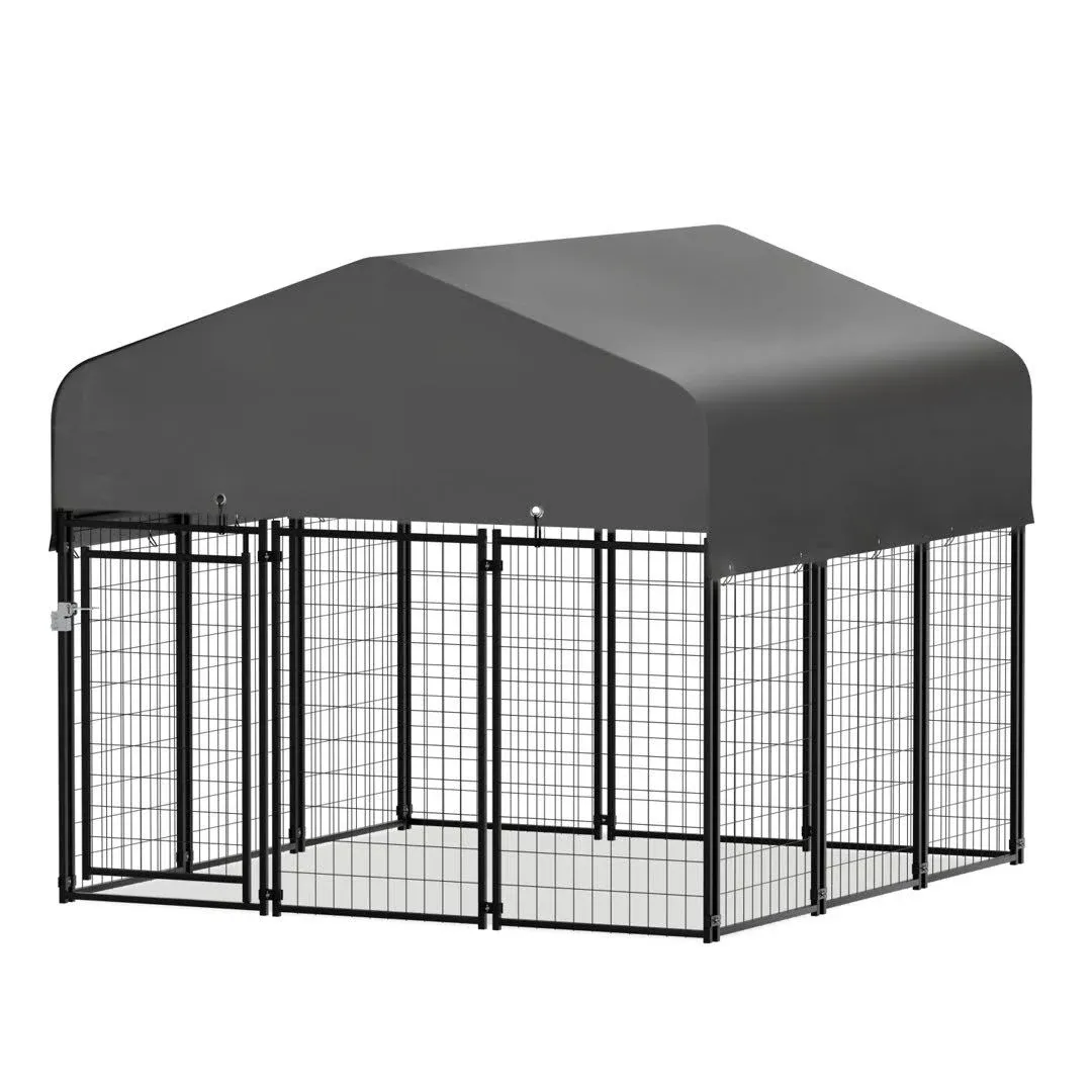 Magshion 7ft x 7.25ft x 6.25ft Large Dog Kennel Outside with UV Protection Waterproof Cover, 12 Panels Outdoor Dog Pen for Outside with Ground Nails, Expandable Dog Playpen