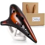 Ocarina 12 Hole Tones Alto C with Gift Wrapping Display Stand Neck Cord Protect