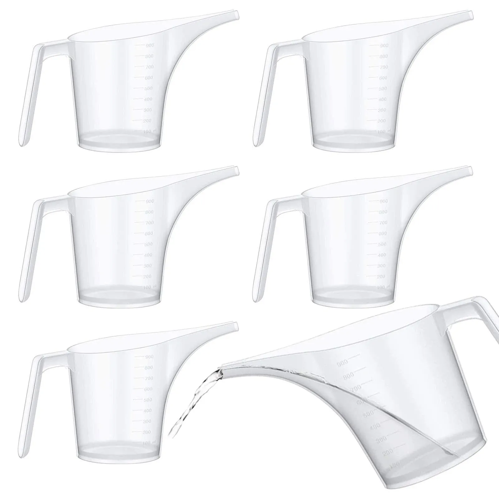 6 Pieces 1000ml/34oz Funnel Pitcher Liquid Measuring Cup Set Pancake Batter Pitc