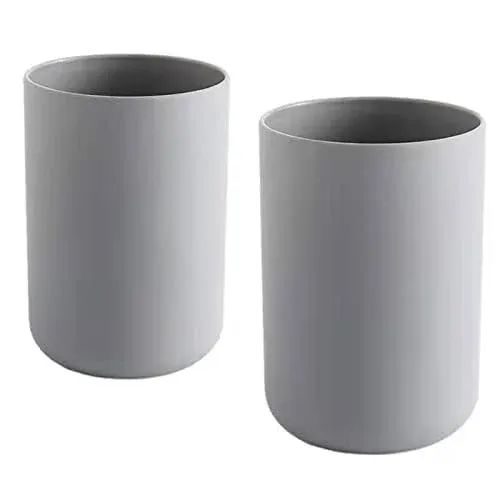 Bathroom Tumbler, Unbreakable Dishwasher Safe Drink Cup 300ml, 2 pieces (grey&grey)