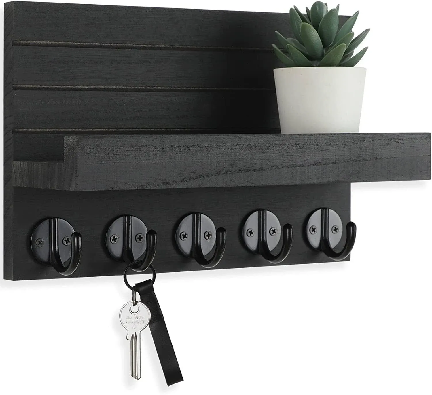 Key Holder for Wall, Decorative Key and Mail Holder with Shelf Has Large