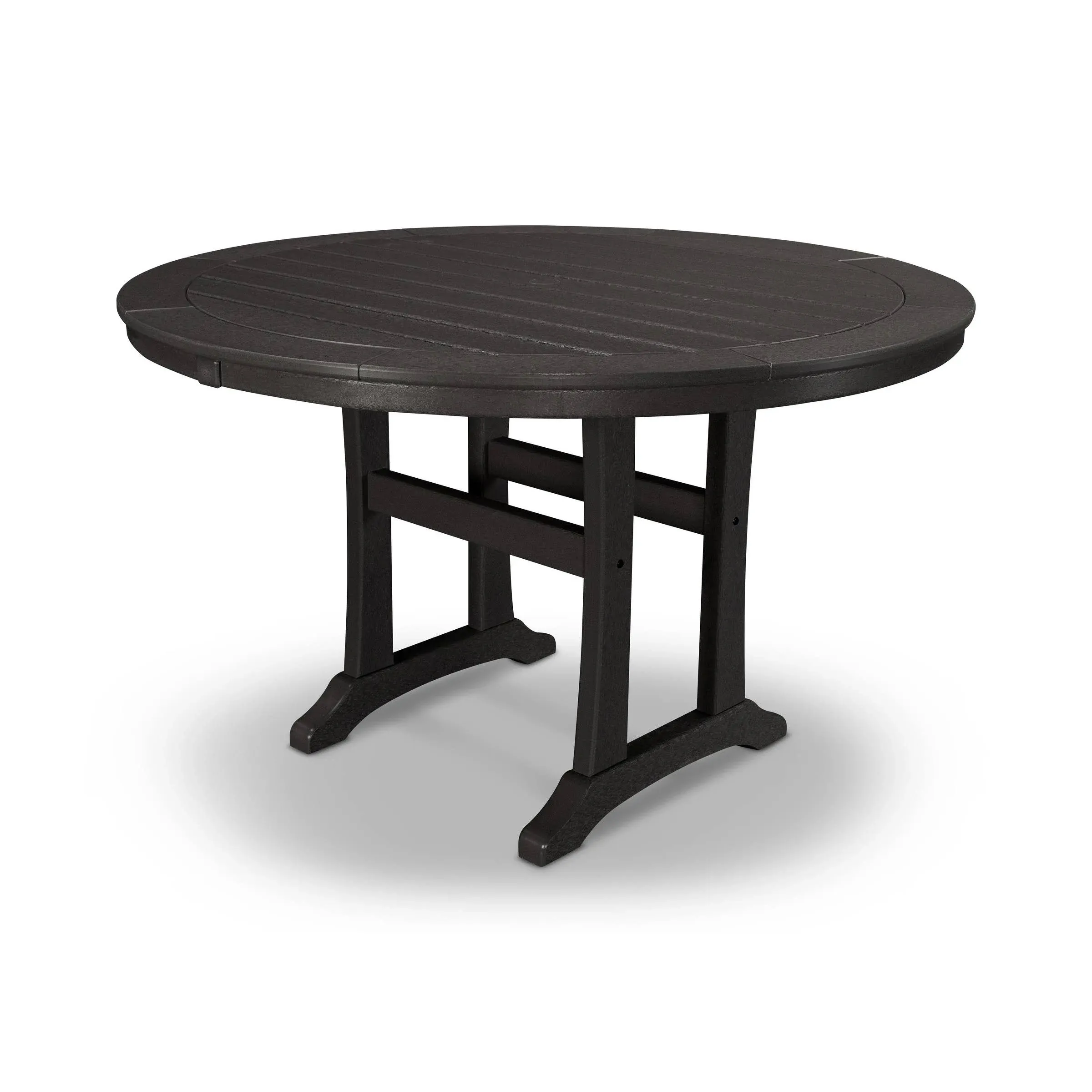 POLYWOOD Nautical Trestle 48" Round Dining Table - Black