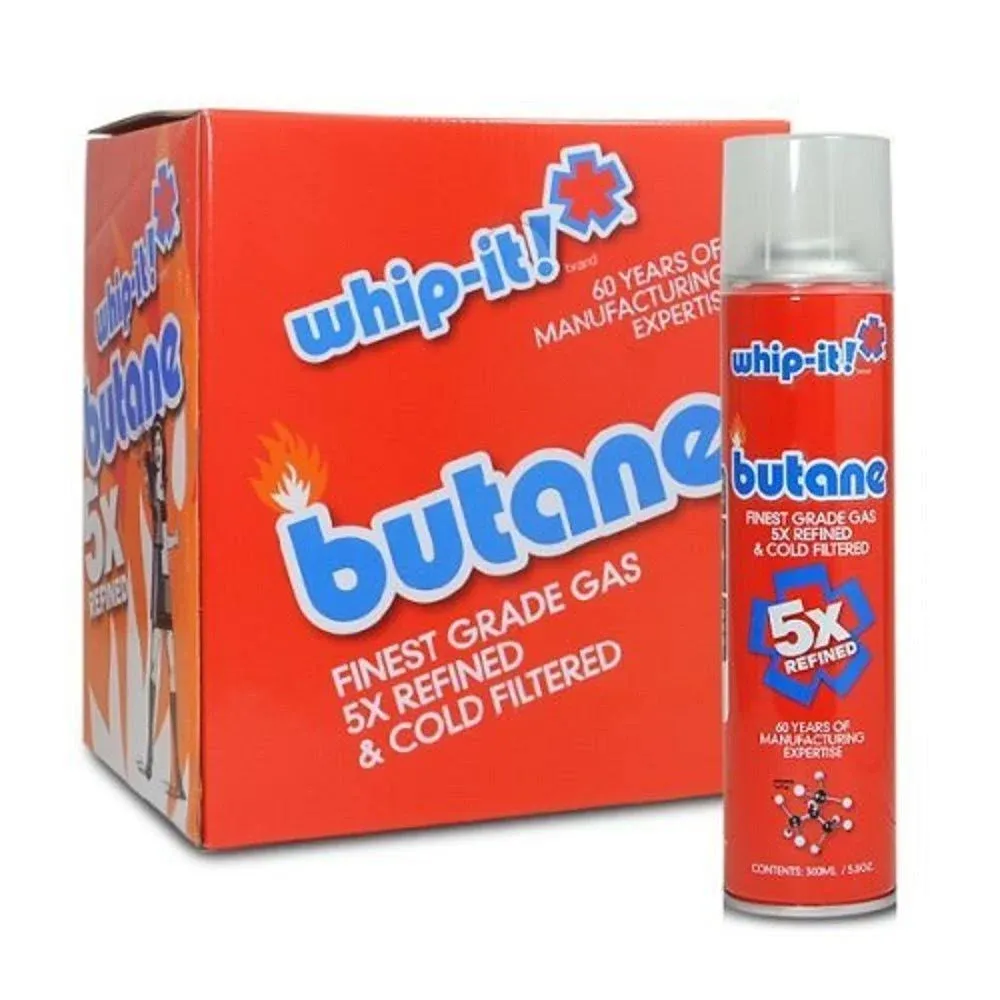 (1 Master CASE) Refined Butane Fuel by Whip-it! 96 Cans 5X Butane