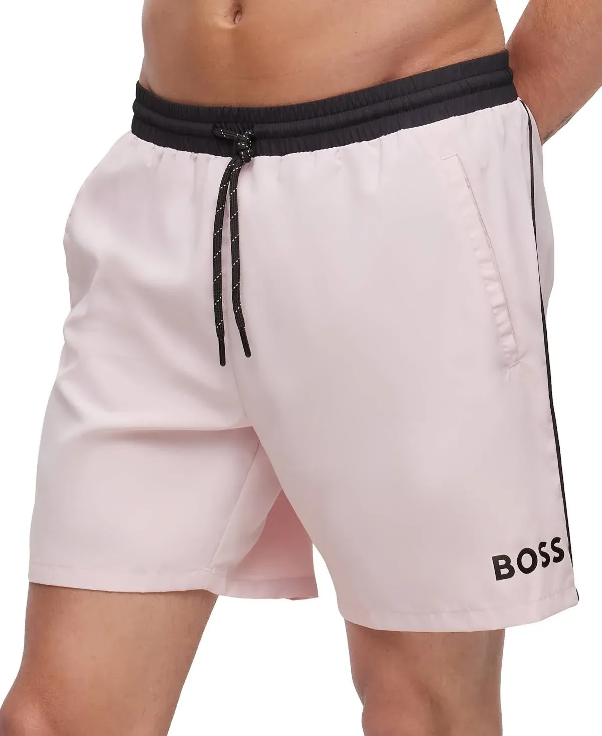 Boss | Boss by Men&#039;s Contrast-Logo Swim Shorts - Light, Pastel Pink | Realry