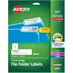 Avery&#174; Extra-Large TrueBlock File Folder Labels with Sure Feed Technology, 0.94 x 3.44, White, 18/Sheet, 25 Sheets/Pack ;