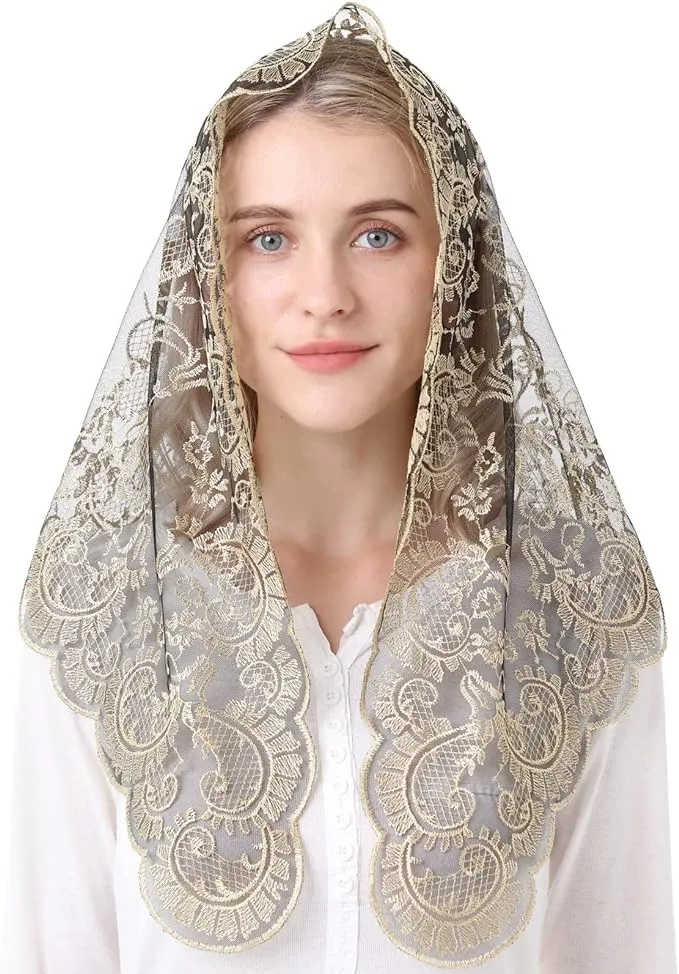 spanish mantilla catholic mass chapel veil lace head covering women church ve...