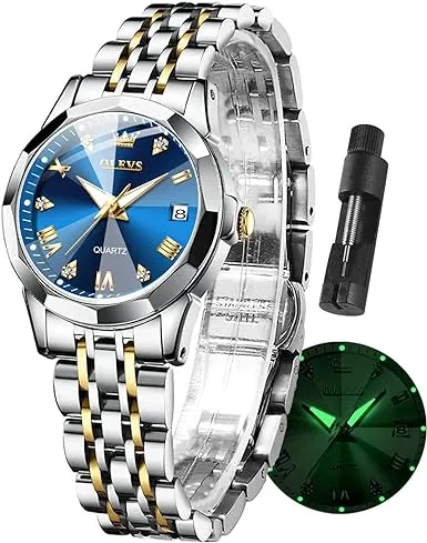 OLEVS Watches Women with Date Silver Stainless Steel Luxury Ladies Watches with