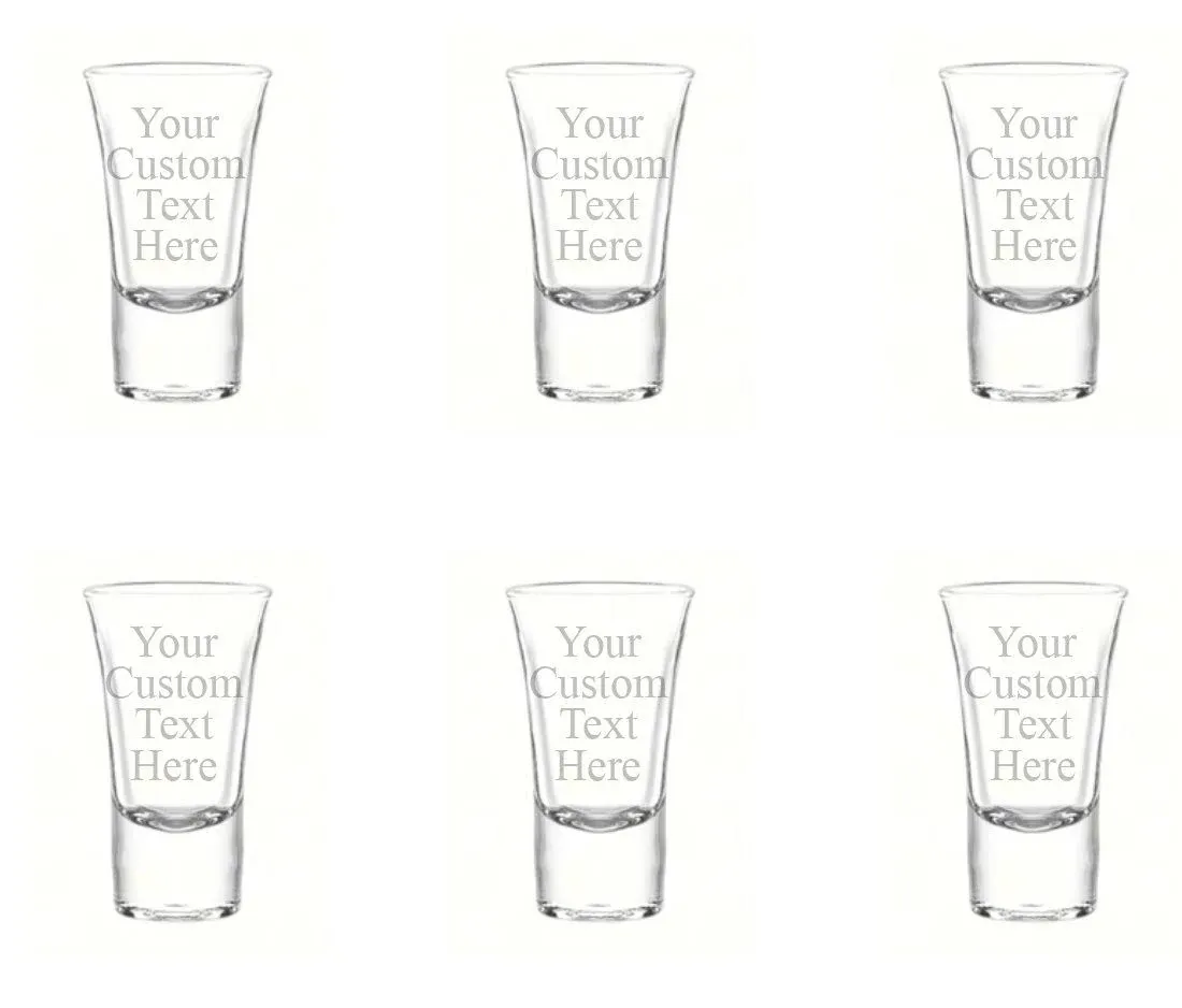 Personalized Set of 6 Custom Shot Glass Glasses (1.75oz) Free Engraving Groomsman and Bridesmaid Wedding Favor Gift For Him, For Her, For Boys, For Girls, For Husband, For Wife (Single Side Engraving)