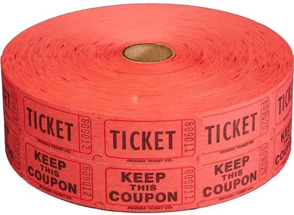 2" x 2" Pink Double 2000 Ticket Roll