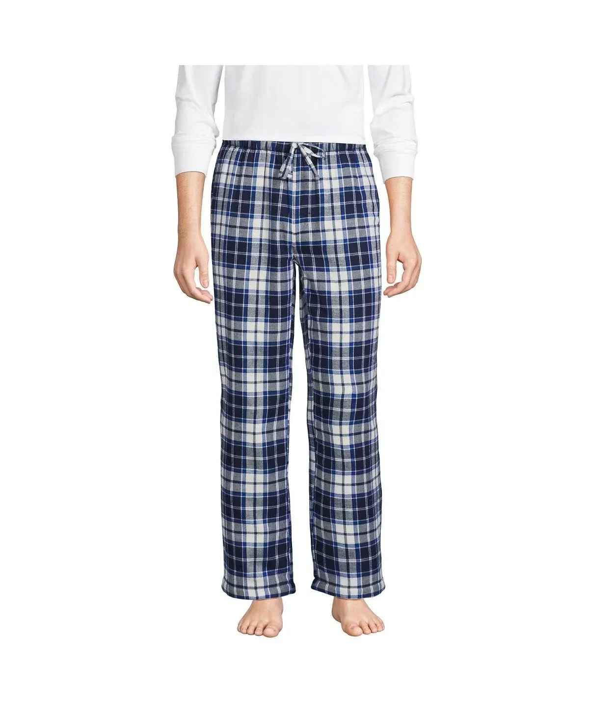 Lands' End Men's Sherpa Fleece Lined Flannel Pajama Pants