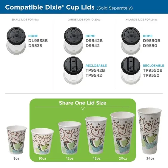 Dixie PerfecTouch 12oz Insulated Paper Hot Cup by GP PRO (Georgia-Pacific), Fits Large Lids, Coffee Haze, 5342CD, 1000 Count (50 Cups Per Pack, 20 Packs Per Case)