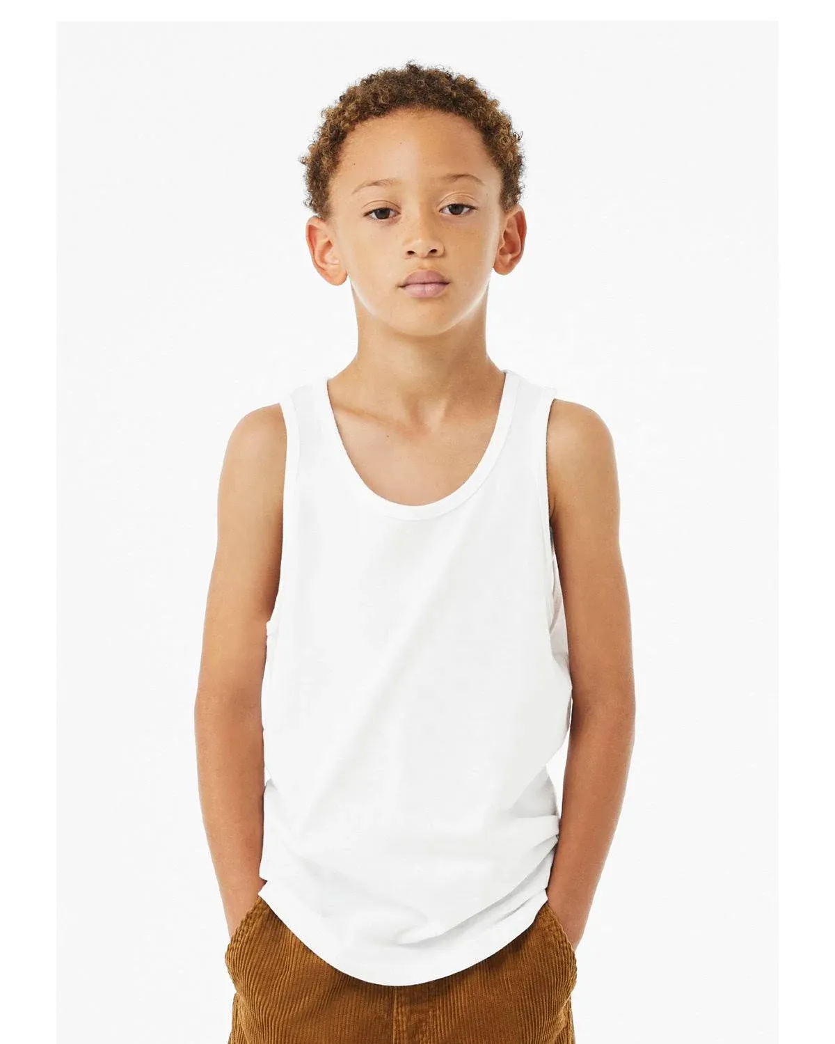 Bella + Canvas 3480ycv Youth Heather CVC Tank M Solid Wht Blend