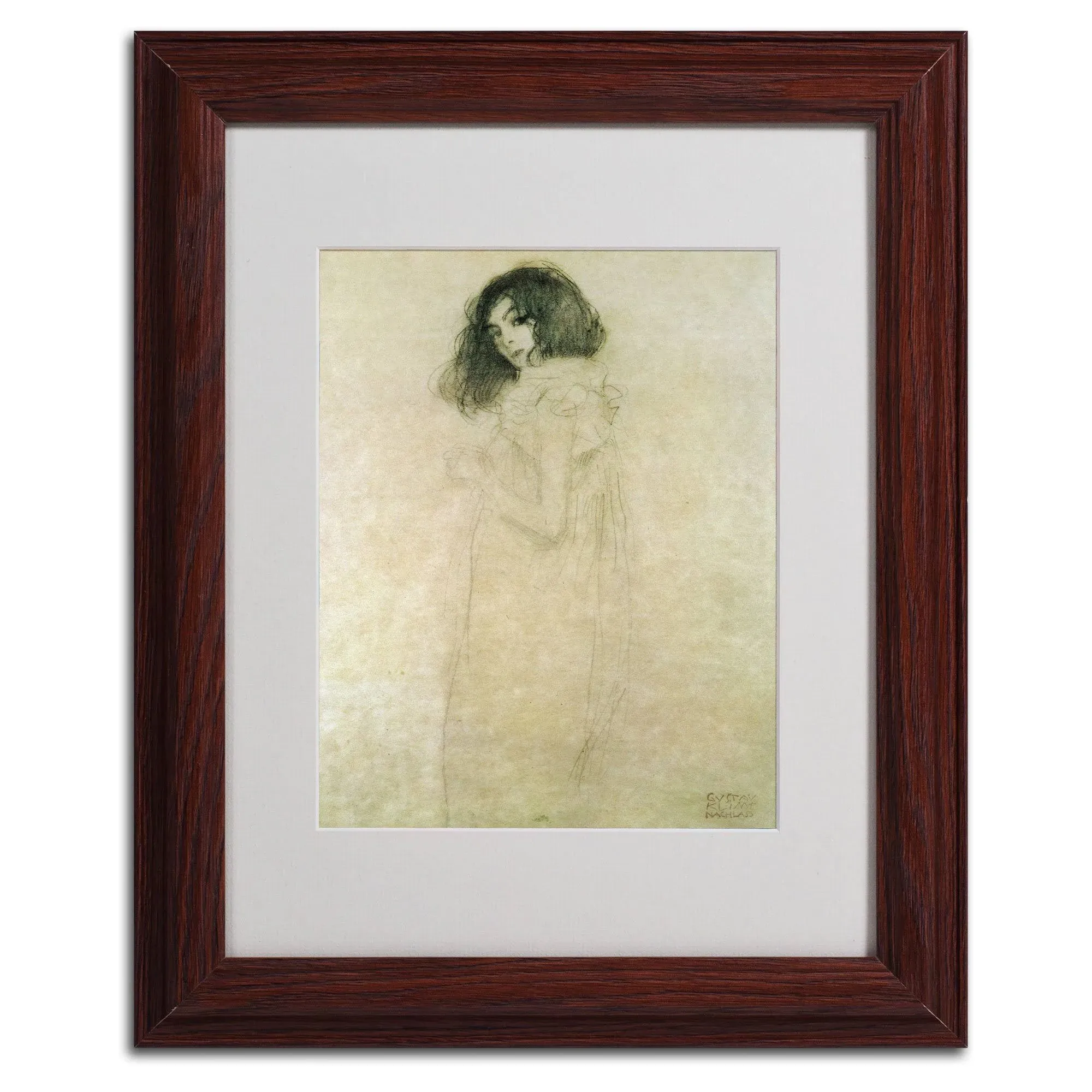 Gustav Klimt 'Portrait of a Young Woman 1896-97' Matted Fra - 11x14 Inches - Wood Frame | Staples