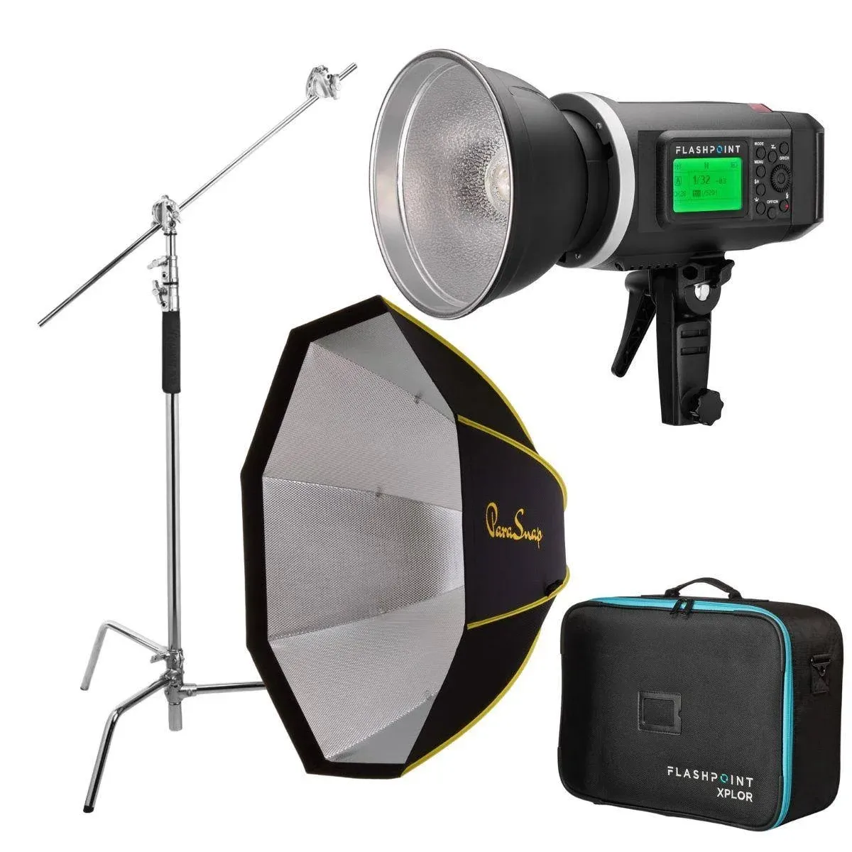 Flashpoint Xplor 600 HSS R2 Battery-Powered Monolight Kit with C-Stand and EZ Lock 36" Octabox (Bowens Mount)