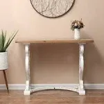 Wood Rustic Vintage Console and Entry Table - 29.75&#034; H x Distressed White 29.75&#034;