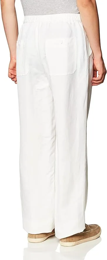 CUBAVERA Linen-Blend Core Drawstring Pants Large Classic Fit white NEW beach