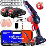 Mini Chainsaw Cordless 6 Inch - Upgraded Small Chainsaw Battery Powered - Auto Chain Regulator & Auto Oiler - Lightweight Handheld Electric Chain Saw for Tree Branches, Pruning, Wood Cutting