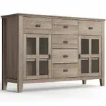 Simpli Home Artisan Solid Wood Sideboard Buffet in Distressed Grey