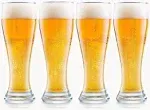 du Vino USA Made Nucleated Pilsner Glasses- Etched Beer Glass for Better Head Retention, Aroma and Flavor - 16 oz Craft Beer Glasses for Beer Drinking