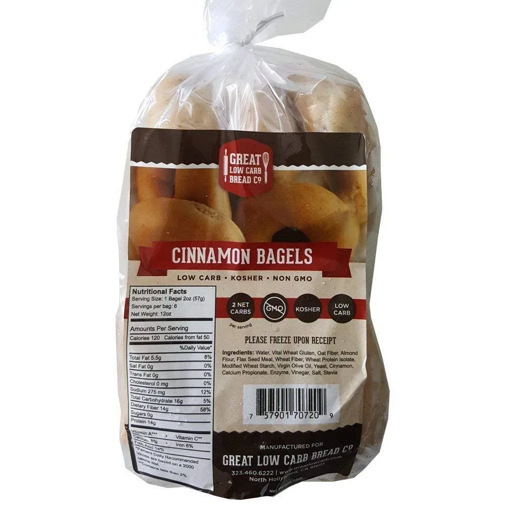 Value: Cinnamon Bagels, Great Low Carb Bread Co.