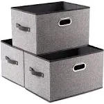 PRANDOM Larger Collapsible Storage Bins for Closet 3-Pack Decorative Linen