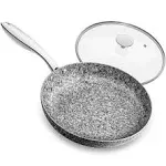 MICHELANGELO 11 Inch Frying Pan with Lid, Nonstick Stone 11 inch, Gray 