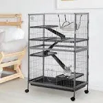 PawHut 50" 5-Tier Small Animal Cage, Ferret Cage, Large Chinchilla Cage with Hammock Accessory & Heavy-Duty Steel Wire, Small Animal Habitat with 6