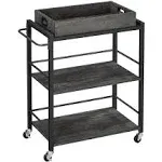 Industrial Bar Cart for The Home, Serving Cart with Wheels and Handle, 3-Tier...