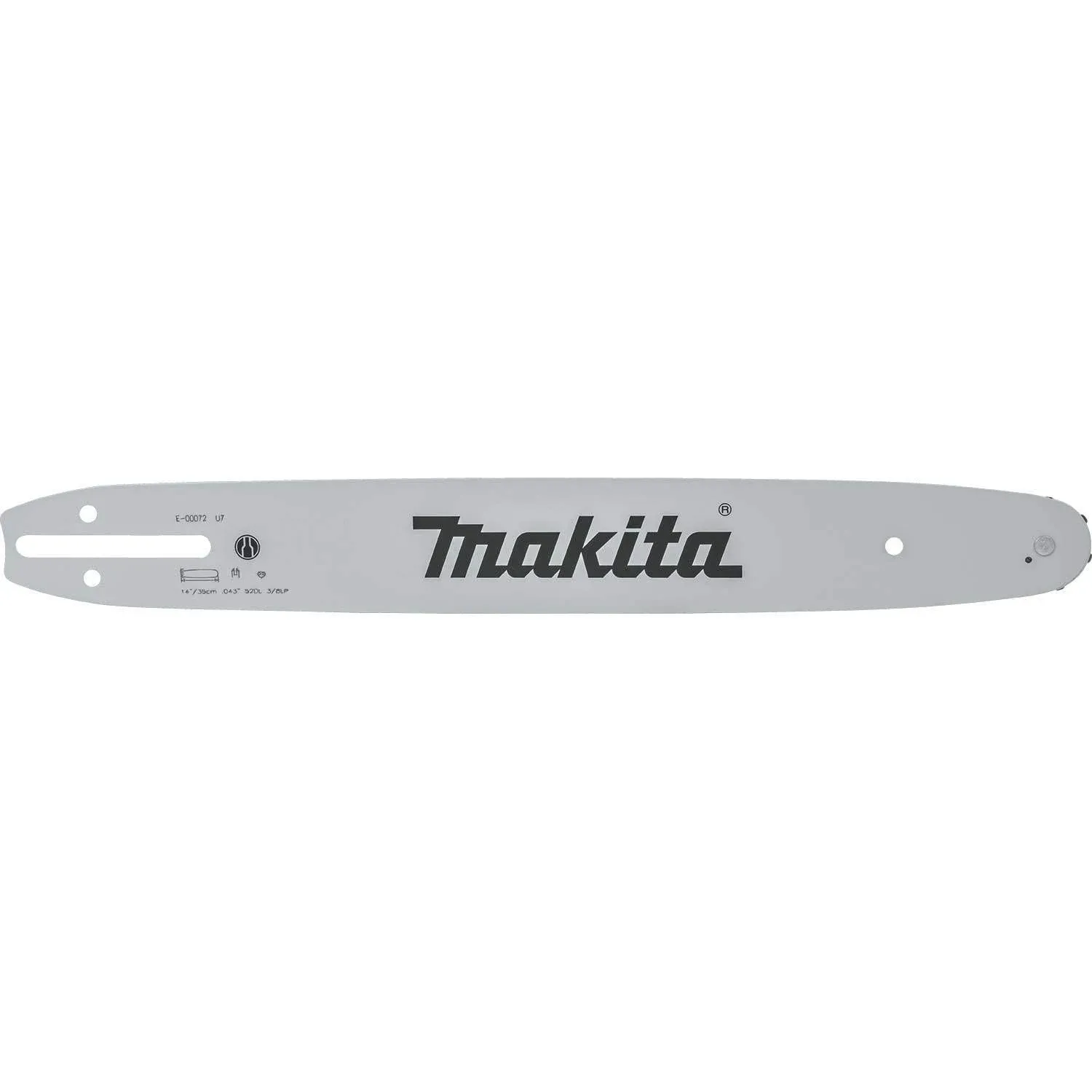 Makita E-00072 Bar Guide, 14 in L Bar, 0.043 in Gauge, 3/8 in TPI/Pitch, 52-Drive Link Silver