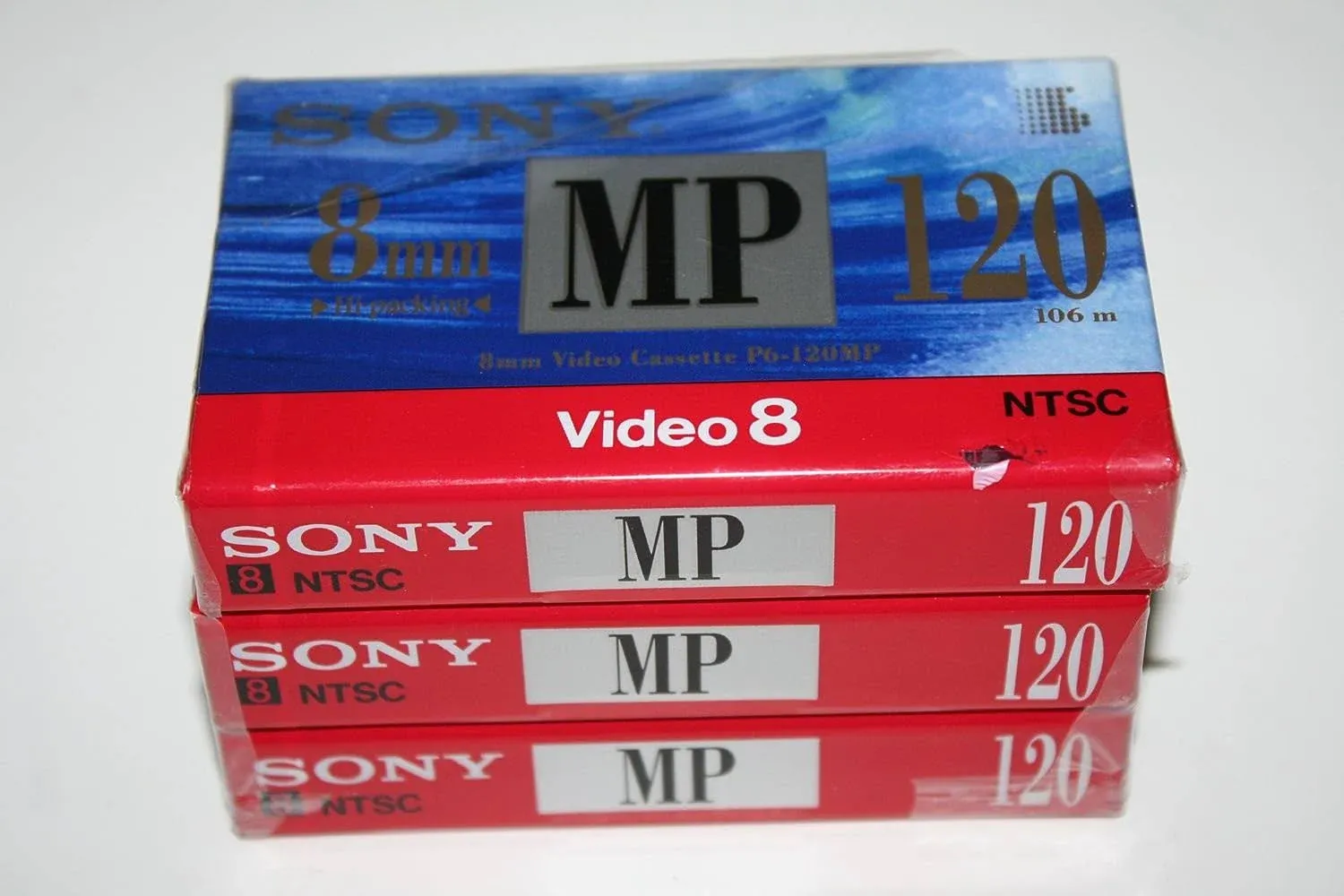 Lot of 3 Sony 8mm P6-120MPL 120 Minute Video 8 MP Standard Video Tapes - Sealed