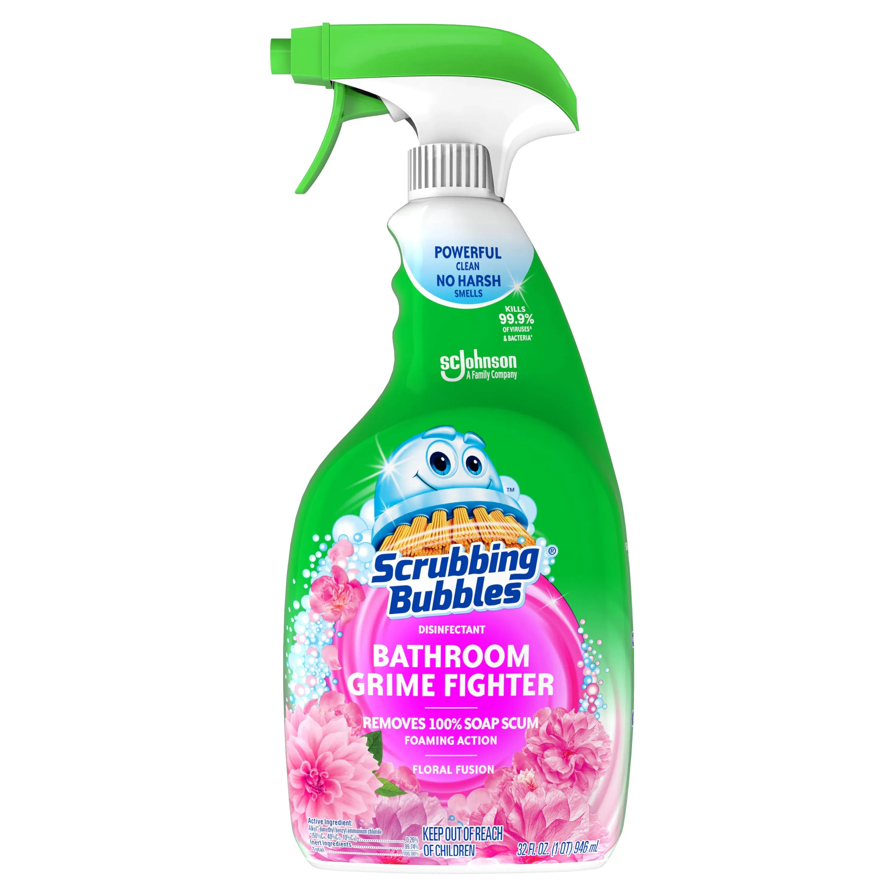 Scrubbing Bubbles Bathroom Cleaner, Grime Fighter, Floral Fusion - 32 fl oz