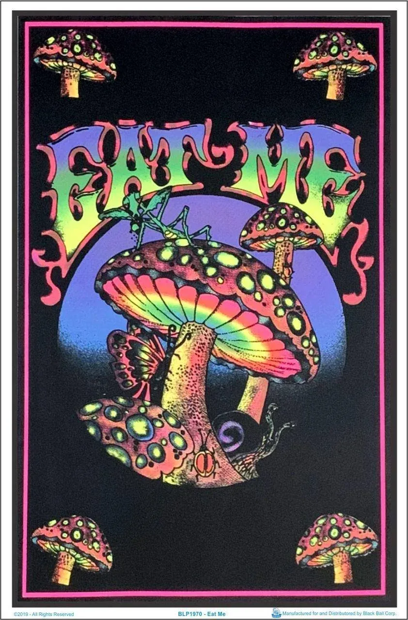 Eat Me Mushroom Magic Laminated Blacklight Poster - 23.5&#034; x 35.5&#034;