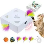 Migipaws Cat Toys, Interactive Automatic 7 Holes Mice Whack-A-Mole, Ultra Fun Smart Teaser Toy for Indoor Cats, USB Rechargeable, 4 Pieces Feather Refills…