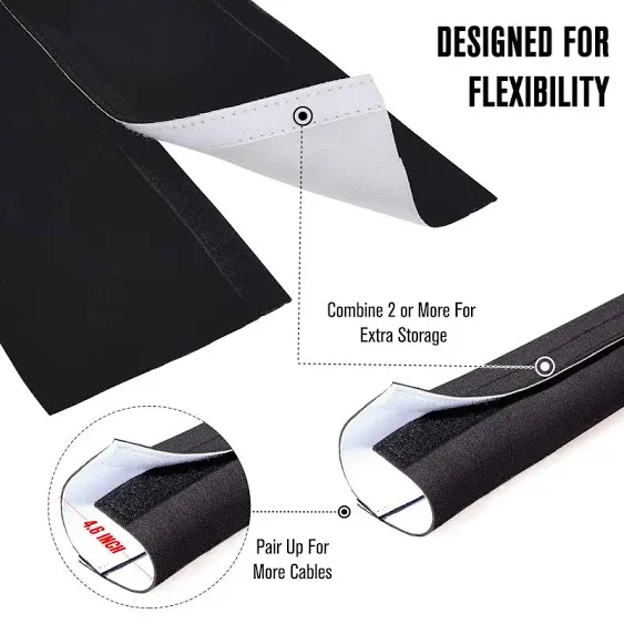 CableGeeker Cable Management Sleeves (12 Pack Straps Included) Neoprene Cord Organizer for TV USB PC Computer Network Wires (120 inches) DIY by Yourse