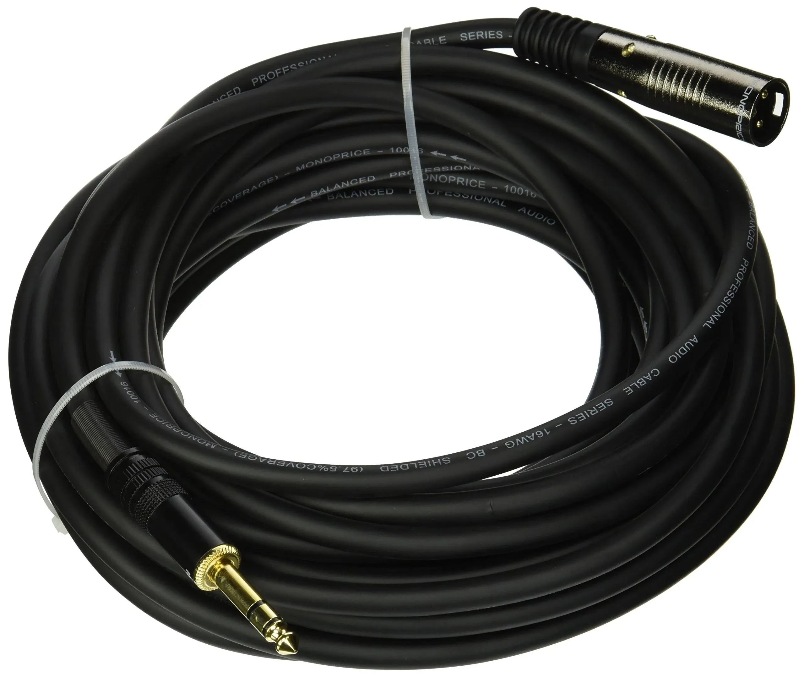 Monoprice 35ft Premier Series XLR male to 1/4Inch TRS male 16AWG Cable