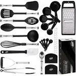 Kitchen Utensil Set 24 Nylon and Stainless Steel Utensil Set, Non-Stick and Heat