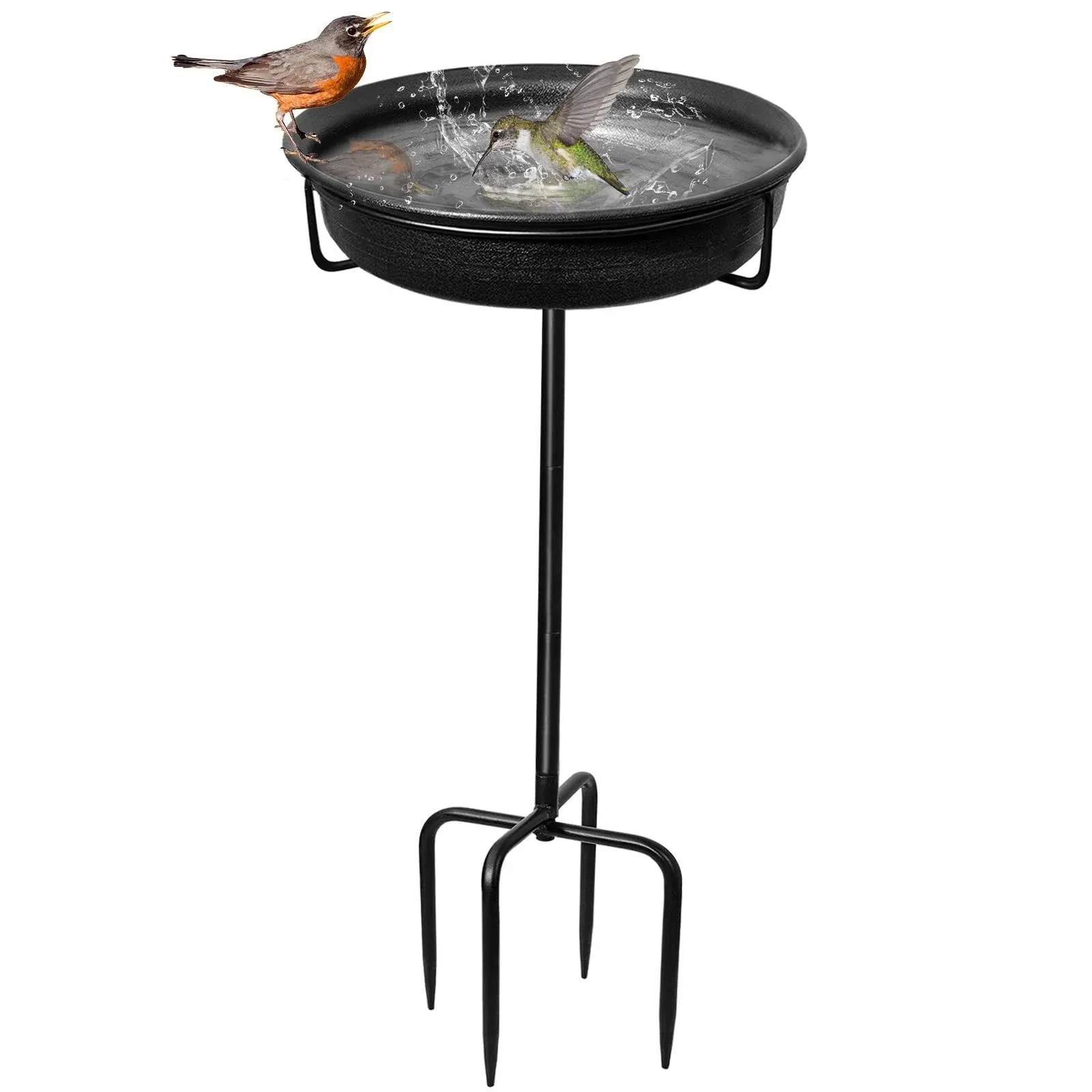 YALINKA 28in Freestanding Birdbaths Bowl Outdoor, Free Standing Garden Bird Bath Bird Feeder Bowl with Metal Stake, Detachable Decoration Spa