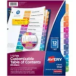 Avery&reg; Ready Index&reg; Multicolor Table of Contents Dividers